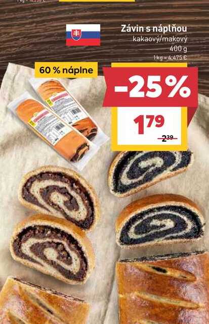Závin s náplňou kakaový/makový 400 g