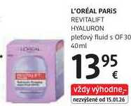 L'ORÉAL PARIS REVITALIFT HYALURON pleťový fluids OF 30, 40 ml