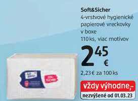 Soft&Sicher 4-vrstvové hygienické papierové vreckovky, 110 ks