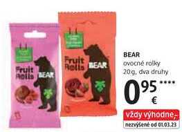BEAR ovocné rolky, 20 g