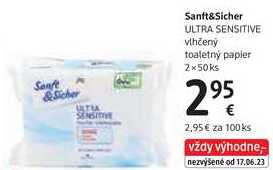 Sanft&Sicher ULTRA SENSITIVE vlhčený toaletný papier, 2x 50 ks