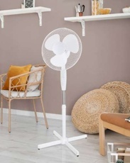 BWO VÝŠKOVO NASTAVITEĽNÝ OTOČNÝ STOJANOVÝ VENTILÁTOR BIELY