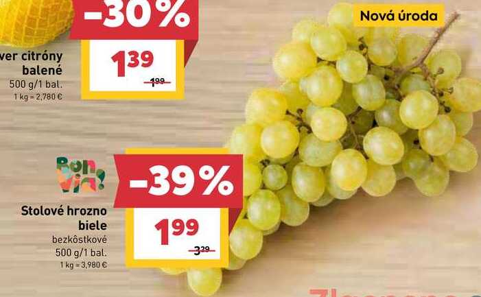 Stolové hrozno biele bezkôstkové 500 g