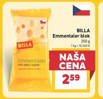 BILLA Emmentaler blok 250 g 