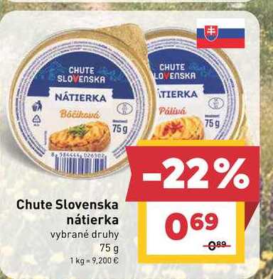 Chute Slovenska nátierka vybrané druhy 75 g