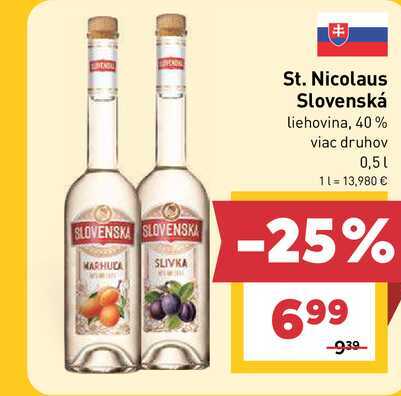 St. Nicolaus Slovenská Liehovina, 40% viac druhov 0,5l