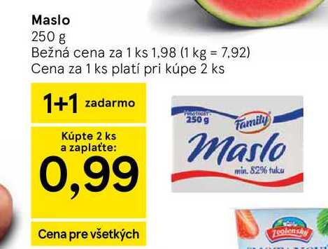 Maslo 250 g  v akcii