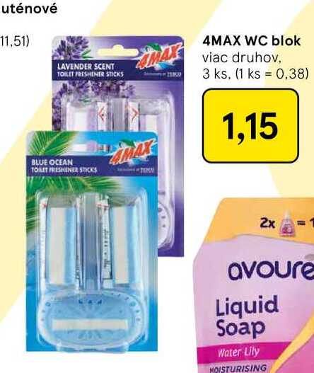 4MAX WC blok viac druhov, 3 ks