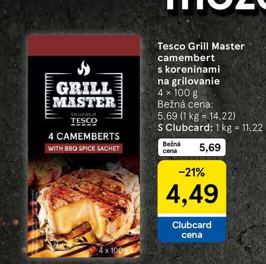 Tesco Grill Master camembert s koreninami na grilovanie 4 x 100 g 
