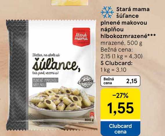Stará mama šúľance plnené makovou náplňou hlbokozmrazené 500 g