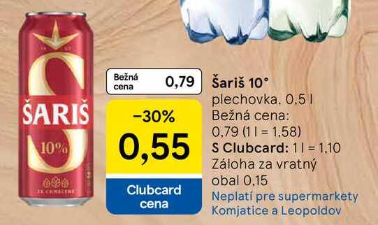 Šariš 10° plechovka, 0.5l