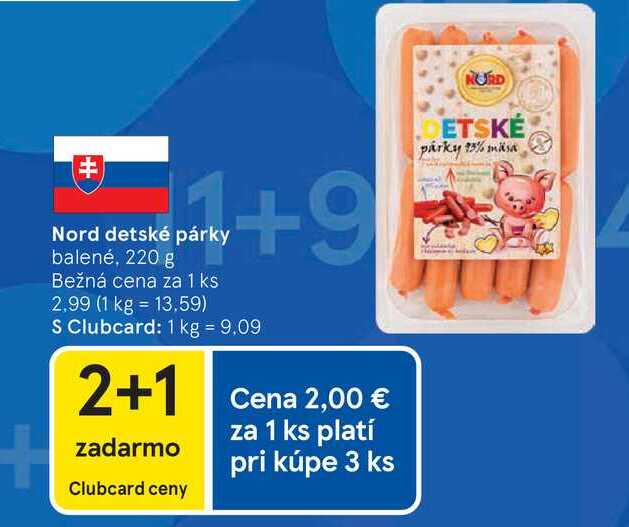 Nord detské párky balené, 220 g