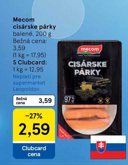 Mecom cisárske párky balené, 200 g