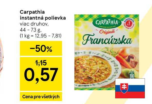 Carpathia instantná polievka viac druhov 44-73 g