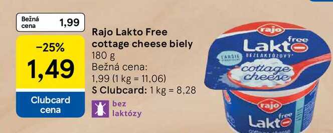 Rajo Lakto Free cottage cheese biely 180 g