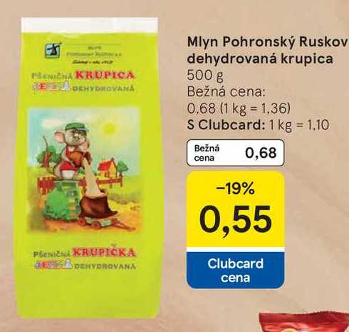 Mlyn Pohronský Ruskov dehydrovaná krupica 500 g