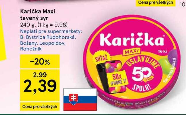 Karička Maxi tavený syr 240 g