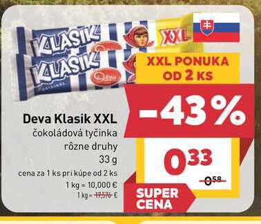 Deva Klasik XXL čokoládová tyčinka rôzne druhy 33 g