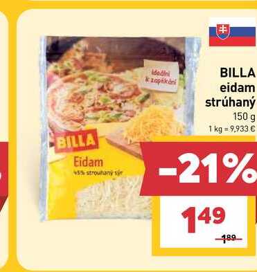 BILLA eidam strúhaný 150 g