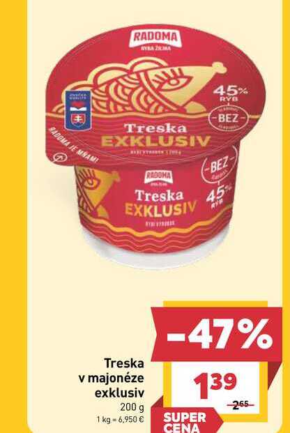 RADOMA Treska v majonéze exklusiv 200 g 