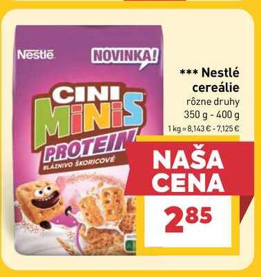 Nestlé cereálie rôzne druhy 350 g - 400 g 