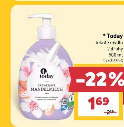 Today tekuté mydlo 2 druhy 500 ml