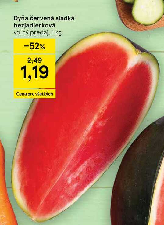 Dyňa červená sladká bezjadierková voľný predaj, 1 kg