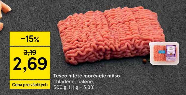 Tesco mleté morčacie mäso chladené, balené 500g