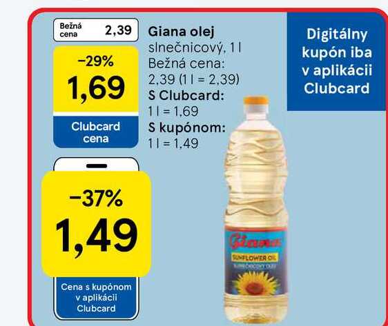 Giana olej slnečnicový, 1l