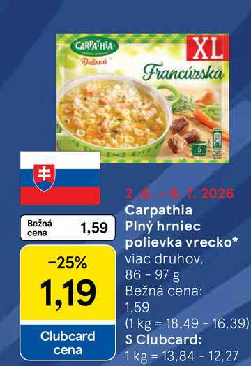 Carpathia Plný hrniec polievka vrecko viac druhov, 86-97 g