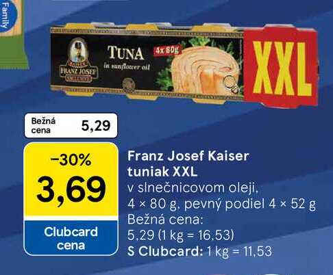 Franz Josef Kaiser tuniak XXL v slnečnicovom oleji 4 x 80 g
