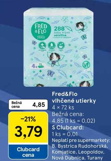 Fred&Flo vlhčené utierky 4 x 72 ks 