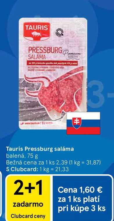 Tauris Pressburg saláma balená 75 g