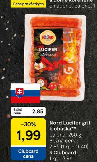Nord Lucifer gril klobáska balená, 250 g