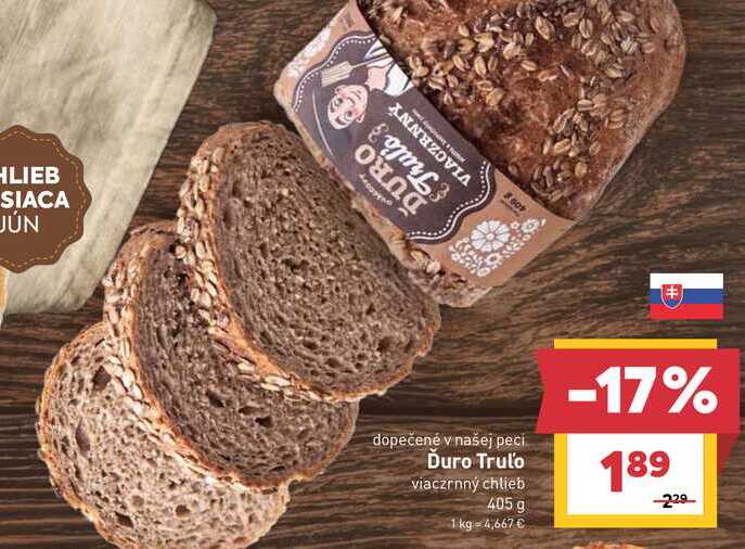 Ďuro Trulo viaczrnný chlieb 405 g  v akcii