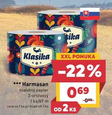 Harmasan toaletný papier 2-vrstvový 1 ks/69 m