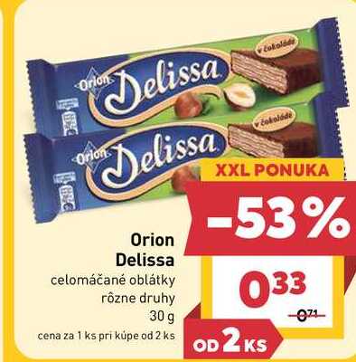 Orion Delissa celomáčané oblátky rôzne druhy 30 g