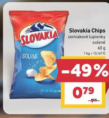 Slovakia Chips zemiakové lupienky solené 60 g