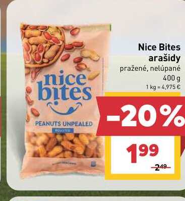 Nice Bites arašidy pražené, nelúpané 400 g 