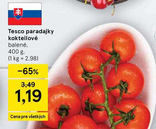 Tesco paradajky kokteilové balené, 400 g
