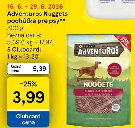 Adventuros Nuggets pochúťka pre psy 300 g