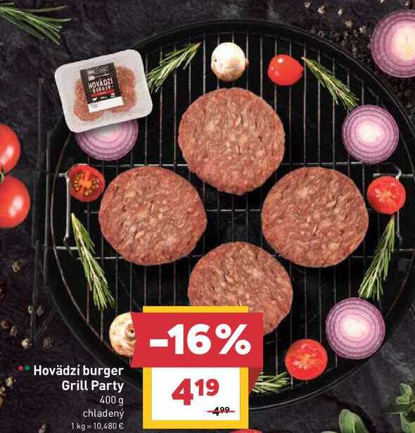 Hovädzí burger Grill Party 400 g chladený 