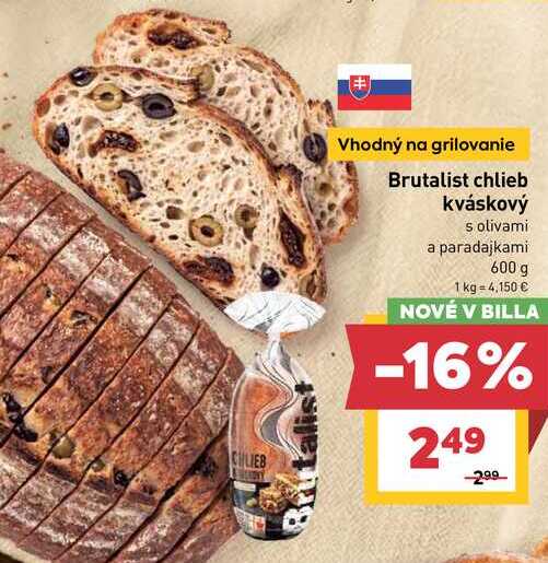 Brutalist chlieb kváskový s olivami a paradajkami 600 g