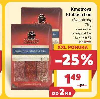Kmotrova klobása trio rôzne druhy 75g