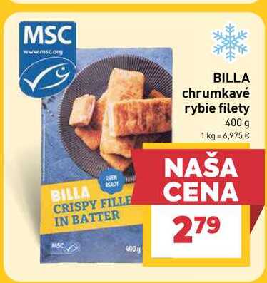 BILLA chrumkavé rybie filety 400 g