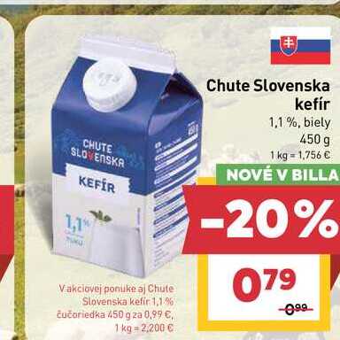 Chute Slovenska kefír 1,1% čučoriedka 450 g 