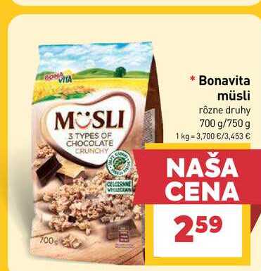 Bonavita müsli rôzne druhy 700 g/750 g 