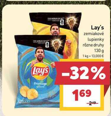 Lay's zemiakové lupienky rôzne druhy 130 g