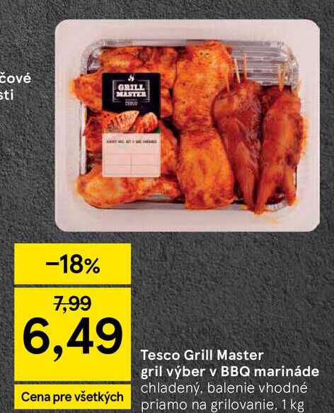 Tesco Grill Master gril výber v BBQ marináde chladený, balenie 1 kg 