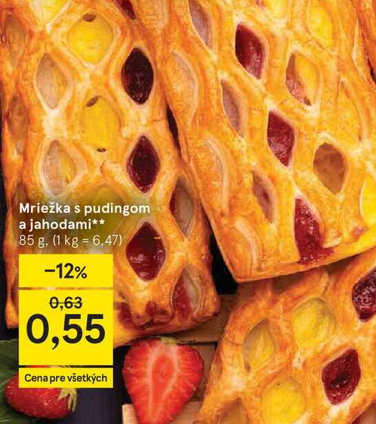 Mriežka s pudingom a jahodami 85 g